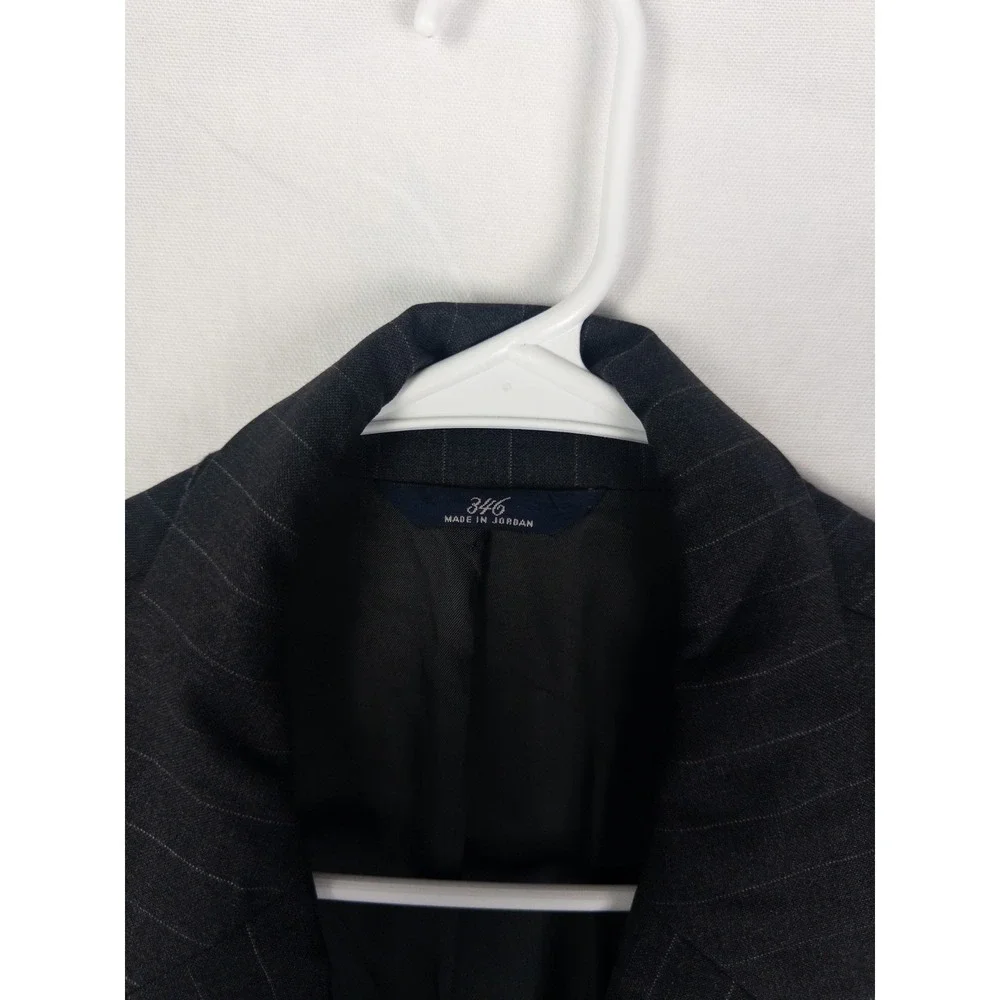 Brook Brothers 346 Blazer Mens 44L Gray Pin Striped Wool 2 Button Single Breaste